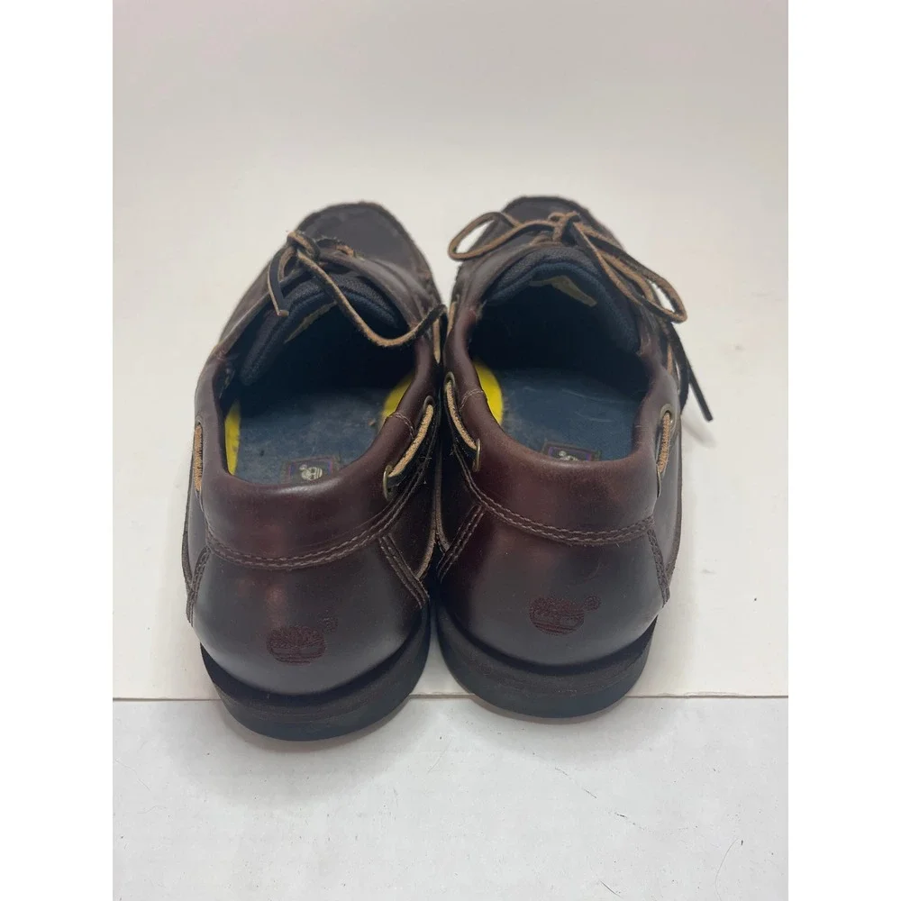 Timberland Mens Boat Yacht Shoes 10.5 M Brown Leather 2 Eyelet Classic Lug Sole